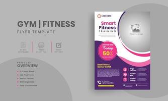 Gym and fitness flyer template with geometric shapes, fitness body building A4 size vector template