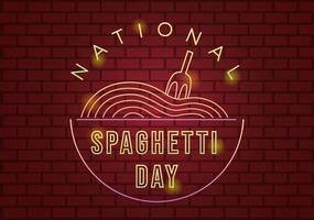 National Spaghetti Day on 4th January with a Plate of Italian Noodles or Pasta Different Dishes in Flat Cartoon Hand Drawn Template Illustration vector