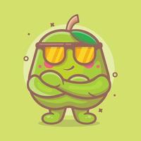 cute guava fruit character mascot with cool expression isolated cartoon in flat style design vector