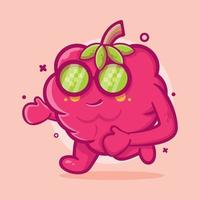 funny raspberry fruit character mascot running isolated cartoon in flat style design vector