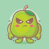 serious guava fruit character mascot with angry expression isolated cartoon in flat style design vector