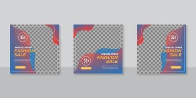 Fashion promotion social media post templates vector