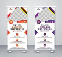 conference roll-up banner corporate business company annual seminar rack card, stand, and x banner dl flyer design vector