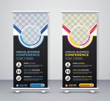 conference roll-up banner corporate business company annual seminar rack card, stand, and x banner dl flyer design vector