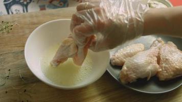 Meat meat in flour with spices. I preparing fried chicken video