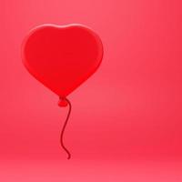 Heart shaped balloon on red background. Happy valentines day 3d render illustration. photo