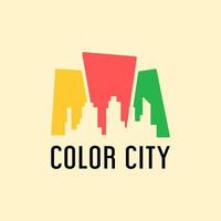 urban logo in red, yellow and green silhouette vector