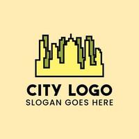 urban logo with yellow skyscrapers with black borders vector