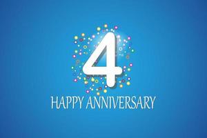 4th anniversary on blue background vector