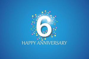 6th anniversary on blue background vector