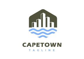 logotipo de la ciudad y las olas adecuado para la empresa inmobiliaria. vector