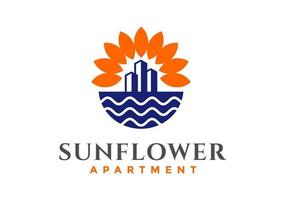 The sunflower and city logos are suitable for real estate vector