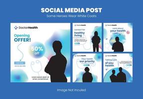 Medical and health care social media post template vector