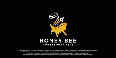 diseño de plantilla de logotipo de abeja de miel con vector premium de concepto creativo