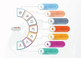 Basic circle infographic with 7 steps, process or options. vector