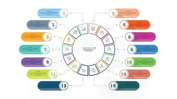 Standard infographic with 14 steps, process or options. vector