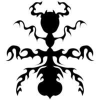 Gothic black and white image of an ant for tattoos or prints. Black line icon for shields or sports emblems, textiles, web icons, textiles, labels, interiors, fashion trends, postcards, etc. vector