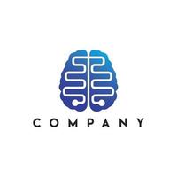 logotipo de cerebro tecnológico, logotipo de cerebro digital creativo, tecnología cerebral vector