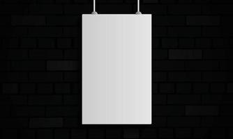 marco blanco en la pared de ladrillo oscuro. vector