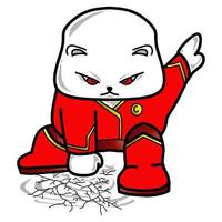 Cute cartoon cat vector design with martial arts costume suitable for logos, stickers and others