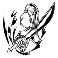 diseño vectorial de hombre espadachín adecuado para logotipos, pegatinas y otros vector