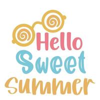 Hello sweet summer new summer quotes with rolled sunglasses vector svg cut file