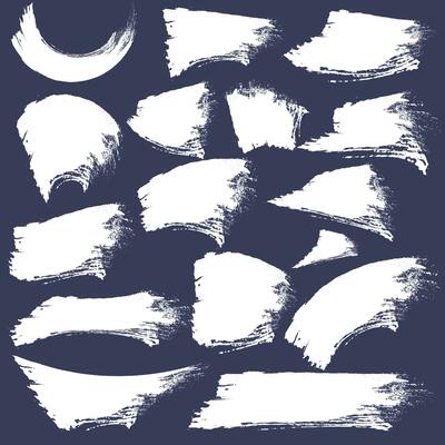 Abstract grunge white color brush stroke collection
