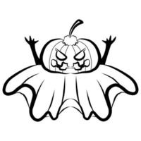 diseño de vector de tatuaje de fantasma de calabaza de halloween adecuado para pegatinas, logotipos y otros