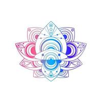 Lotus flower with geometric pattern vector linear illustration