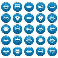 Shield badge vector icons set blue, simple style