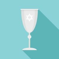 Jewish silver cup icon, flat style vector