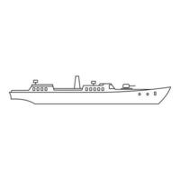 Boat in sea icon, outline style. vector