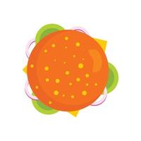 Top view burger icon, flat style vector