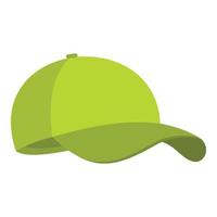 Green baseball cap icon, flat style. vector