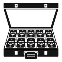 Suitcase money icon, simple black style vector