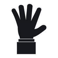 Hand showing five fingers icon, simple style vector