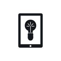 Idea lamp on gadget screen icon, simple style vector