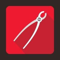Tooth extraction instrument icon, flat style vector