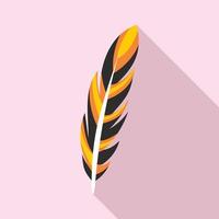 Bright feather icon, flat style vector