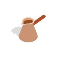 icono de cezve de café marrón, estilo isométrico 3d vector