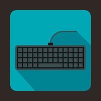 Black computer keyboard icon, flat style vector