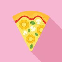 Slice cheese pizza icon, flat style vector