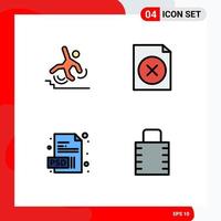 Group of 4 Modern Filledline Flat Colors Set for business extension failure document key Editable Vector Design Elements