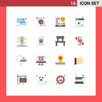 Mobile Interface Flat Color Set of 16 Pictograms of website plugin bad internet error Editable Pack of Creative Vector Design Elements