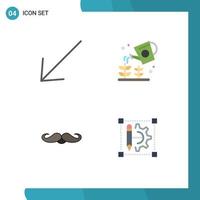 Pack of 4 Modern Flat Icons Signs and Symbols for Web Print Media such as arrow movember farming sprinkier men Editable Vector Design Elements