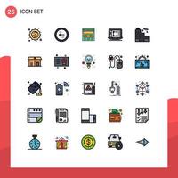 Pictogram Set of 25 Simple Filled line Flat Colors of increase designing tool website decrease online Editable Vector Design Elements