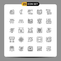 Set of 25 Modern UI Icons Symbols Signs for heating molecule beach screen atom Editable Vector Design Elements