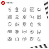 Pack of 25 Modern Lines Signs and Symbols for Web Print Media such as cloud development easter develop code Editable Vector Design Elements