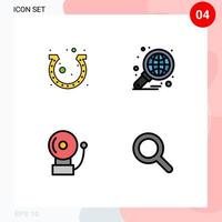 Stock Vector Icon Pack of 4 Line Signs and Symbols for day report horseshoe business bell Editable Vector Design Elements