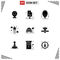 Group of 9 Solid Glyphs Signs and Symbols for climbing robot ice droid android Editable Vector Design Elements